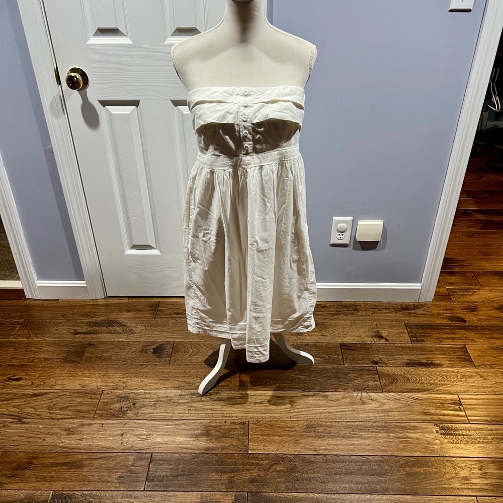 NWT Gap Strapless Tier off White Button-Front Sundress women’s 8 tall
